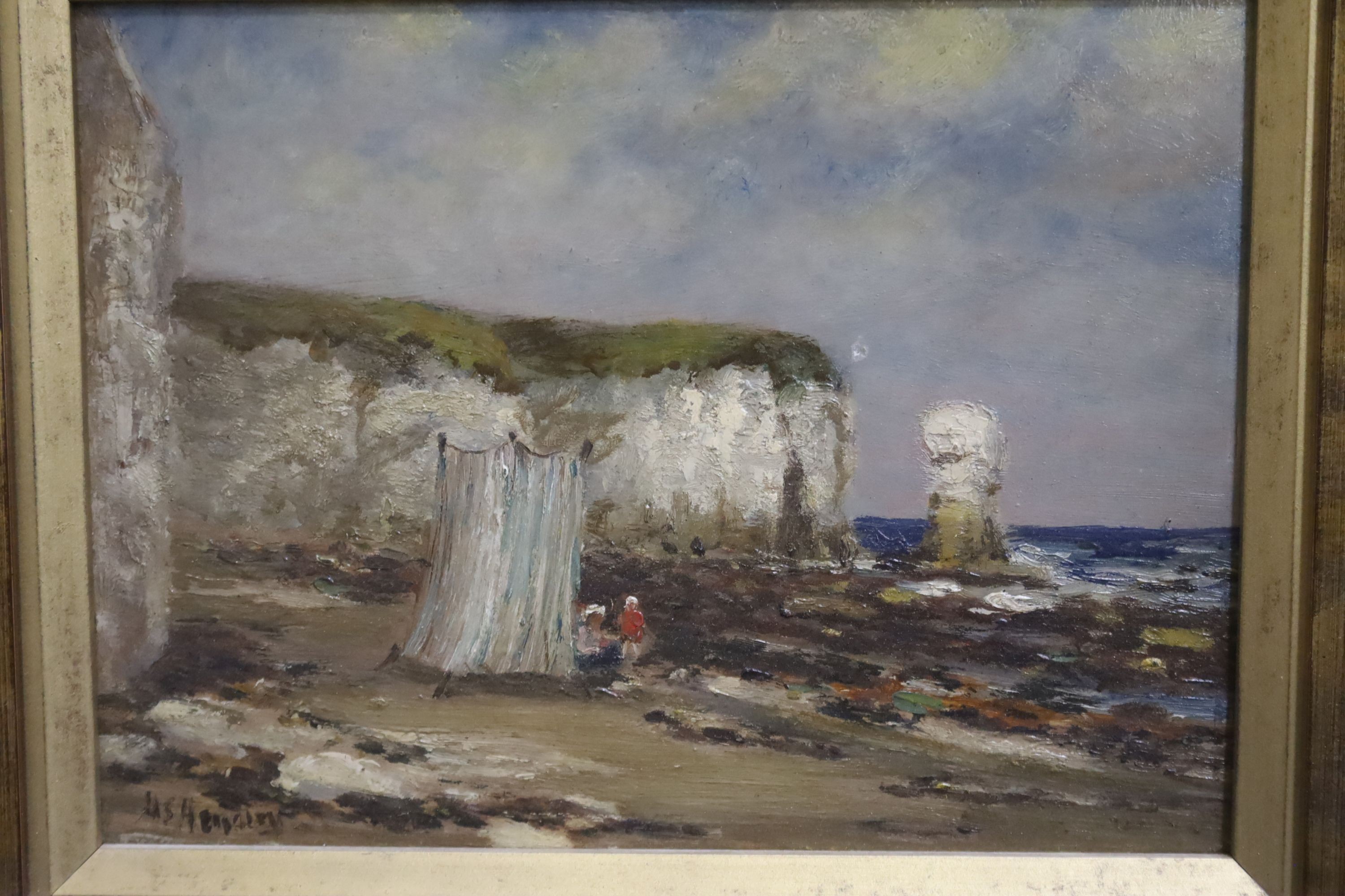 H.S Hemsley, two oils on board, Coastal landscapes, signed, 24 x 39cm and 22 x 29cm